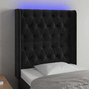 Imagine vidaXL Tăblie de pat cu LED, negru, 83x16x118/128 cm, catifea