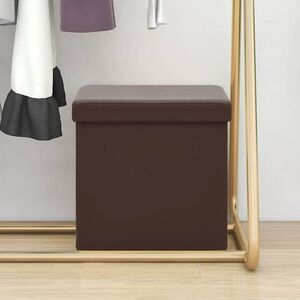 Imagine vidaXL Taburet de depozitare pliabil, maro, PVC