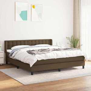 Imagine vidaXL Pat box spring cu saltea, maro închis, 160x200 cm, textil