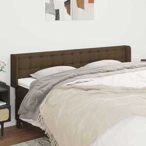 Imagine vidaXL Tăblie de pat cu aripioare maro închis 163x16x78/88 cm textil