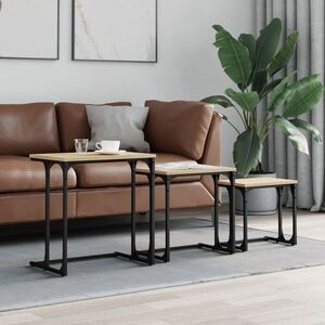 Imagine vidaXL Mese suprapuse de cafea, 3 buc, stejar sonoma, lemn prelucrat