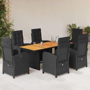 Imagine vidaXL Set mobilier de grădină cu perne, 7 piese, negru, poliratan
