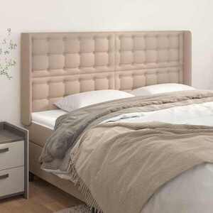 Imagine vidaXL Tăblie pat cu aripioare, cappuccino, 183x16x118/128 cm piele eco