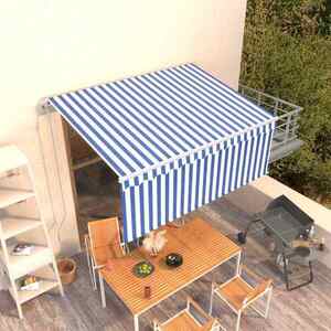 Imagine vidaXL Copertină retractabilă automat cu stor, albastru&alb, 3, 5x2, 5 m