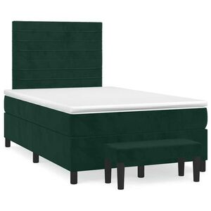 Imagine vidaXL Pat box spring cu saltea, verde închis, 120x190 cm, catifea