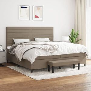 Imagine vidaXL Pat box spring cu saltea, gri taupe, 200x200 cm, textil