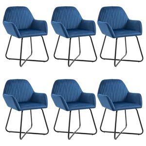 Imagine vidaXL Scaune de sufragerie, 6 buc, albastru, catifea