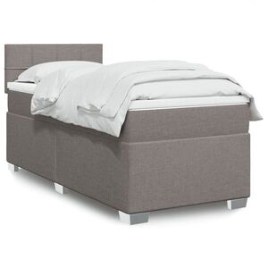 Imagine vidaXL Pat box spring cu saltea, gri taupe, 80x200 cm, textil