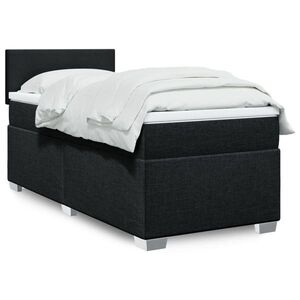 Imagine vidaXL Pat box spring cu saltea, negru, 90x190 cm, textil