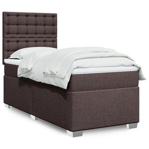 Imagine vidaXL Pat box spring cu saltea, maro închis, 80x200 cm, textil