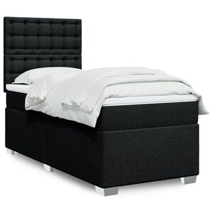 Imagine vidaXL Pat box spring cu saltea, negru, 90x190 cm, textil