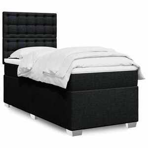 Imagine vidaXL Pat box spring cu saltea, negru, 90x190 cm, textil