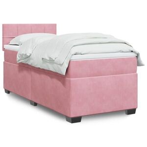 Imagine vidaXL Pat box spring cu saltea, roz, 80x200 cm, catifea