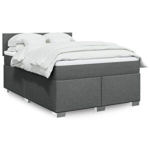 Imagine vidaXL Pat box spring cu saltea, gri închis, 140x190 cm, textil