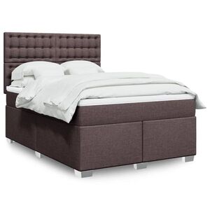 Imagine vidaXL Pat box spring cu saltea, maro închis, 160x200 cm, textil