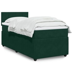 Imagine vidaXL Pat continental cu saltea, verde închis, 80x200 cm, catifea