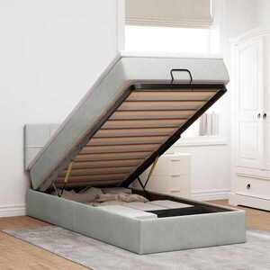 Imagine vidaXL Cadru de pat otoman cu saltea Gri deschis 80x200cm catifea