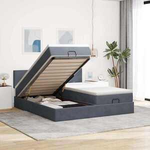 Imagine vidaXL Cadru de pat otoman cu saltele Gri închis 180x200cm catifea