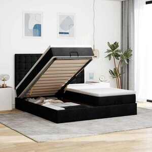 Imagine vidaXL Cadru de pat otoman cu saltele, material negru 180x200cm
