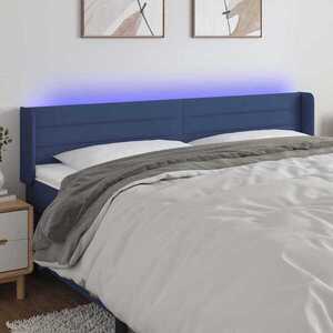 Imagine vidaXL Tăblie de pat cu LED, albastru, 163x16x78/88 cm, textil