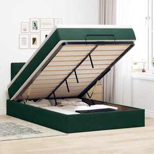 Imagine vidaXL Cadru de pat otoman cu saltea verde închis 120x200cm catifea