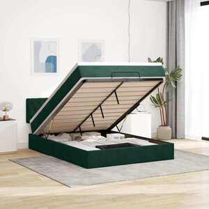 Imagine vidaXL Cadru de pat otoman cu saltea verde închis 140x200cm catifea