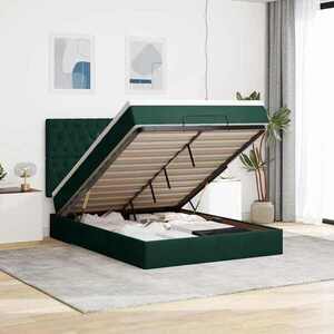 Imagine vidaXL Cadru de pat otoman cu saltele verde închis 140x200cm catifea