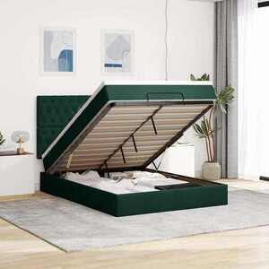 Imagine vidaXL Cadru de pat otoman cu saltele verde închis 140x200cm catifea