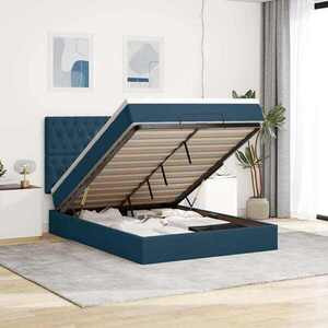 Imagine vidaXL Cadru pat otoman cu saltele Albastru închis 140x200cm catifea