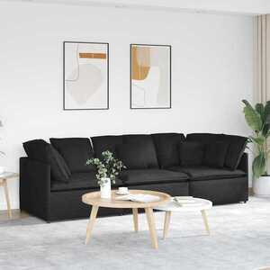 Imagine vidaXL Canapea modulară cu perne, negru, textil