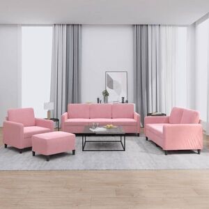 Imagine vidaXL Set de canapele, 4 piese, roz, catifea