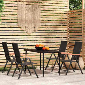 Imagine vidaXL Set de servit masa pentru grădină, 5 piese, negru
