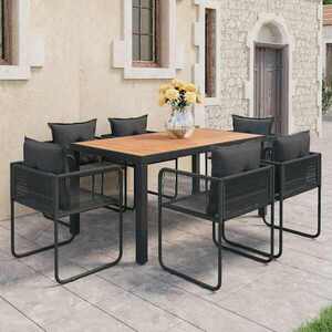 Imagine vidaXL Set mobilier masă de grădină, 7 piese, negru și maro, ratan PVC