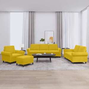 Imagine vidaXL Set de canapele cu perne, 4 piese, galben, catifea