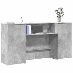 Imagine vidaXL Birou de recepție Gri beton 200x50x103, 5 cm Lemn prelucrat