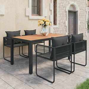 Imagine vidaXL Set mobilier masă de grădină, 5 piese, negru și maro, ratan PVC