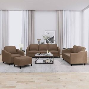 Imagine vidaXL Set de canapele cu perne, 4 piese, maro, textil
