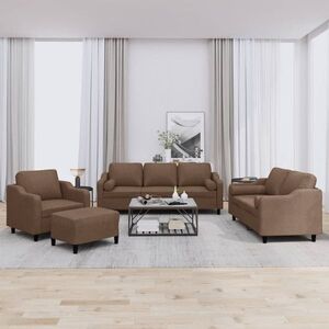 Imagine vidaXL Set de canapele cu perne, 4 piese, maro, textil