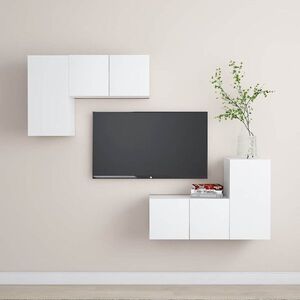 Imagine vidaXL Set dulapuri TV, 4 piese, alb, lemn prelucrat