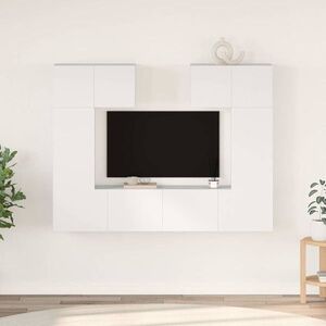 Imagine vidaXL Set dulapuri TV, 6 piese, alb, lemn prelucrat