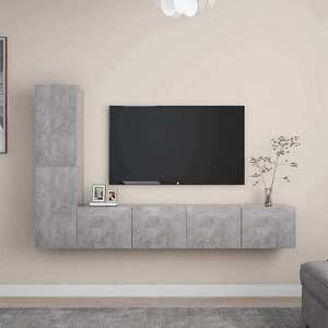 Imagine vidaXL Set de dulapuri TV, 4 piese, gri beton, lemn prelucrat