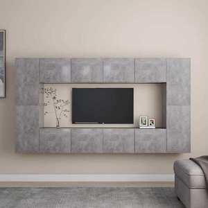 Imagine vidaXL Set de dulapuri TV, 8 piese, gri beton, lemn prelucrat