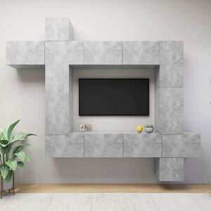 Imagine vidaXL Set de dulapuri TV, 9 piese, gri beton, lemn prelucrat