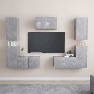 Imagine vidaXL Set de dulapuri TV, 7 piese, gri beton, lemn prelucrat