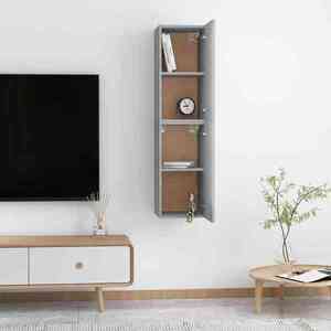 Imagine vidaXL | Dulap pentru TV pe Perete | 2 pcs Gri din beton 31 x 30 x 60 cm