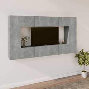 Imagine vidaXL Set dulap TV, 8 piese, gri beton, lemn prelucrat