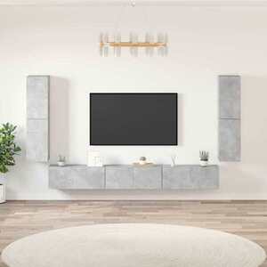 Imagine vidaXL Set dulapuri TV, 7 piese, gri beton, lemn prelucrat