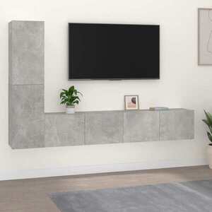 Imagine vidaXL Set dulap TV, 4 piese, gri beton, lemn prelucrat