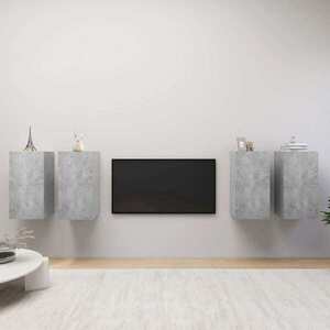 Imagine vidaXL Dulapuri TV, 4 buc, gri beton, 30, 5x30x60 cm, lemn prelucrat