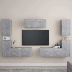 Imagine vidaXL Set de dulapuri TV, 7 piese, gri beton, lemn prelucrat